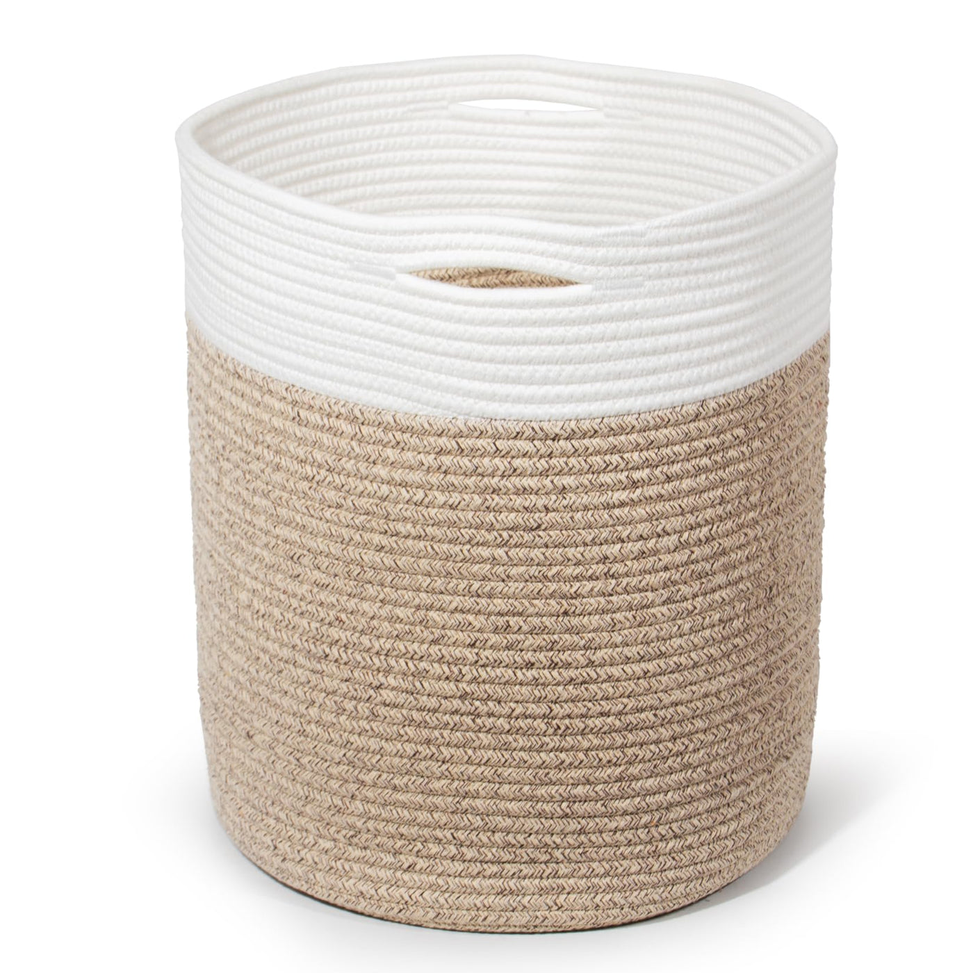 SYLANDO Waschekorb aus Baumwolle mit Griffen, Aufbewahrungskorb Geflochten, Laundry Baskets, Korb Aufbewahrung für decken, spielzeug, kuscheltier,Kleidung (Braun-H40)