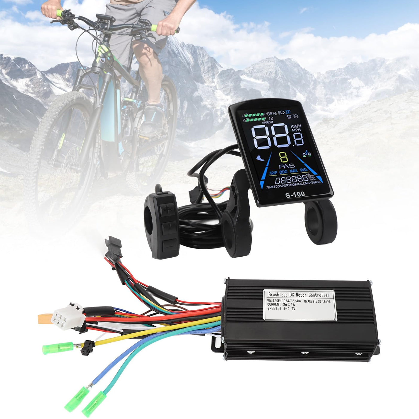 MechKit Elektrofahrrad Brushless Motor Controller Kit, 36V 48V 500W 750W 26A 3 Mode Sinuswelle Controller mit LCD Display Panel für E-Bike