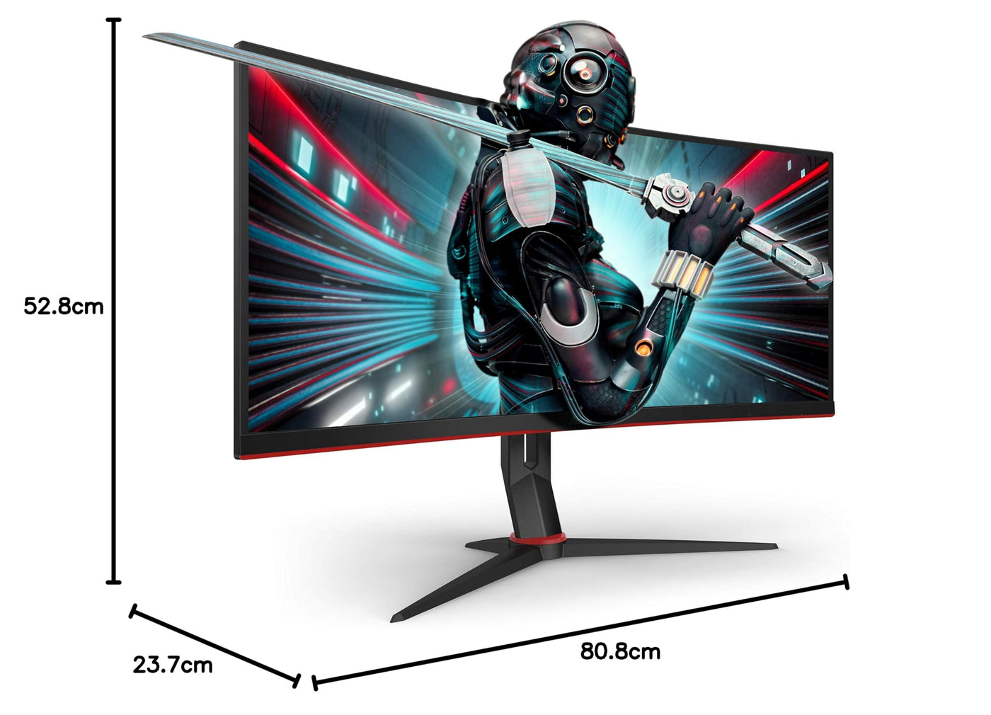 AOC Gaming CU34G2X - 34 Zoll WQHD Curved Monitor, 144 Hz, 1ms, FreeSync Premium (3440x1440, HDMI, DisplayPort, USB Hub) schwarz/rot