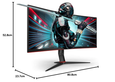 AOC Gaming CU34G2X - 34 Zoll WQHD Curved Monitor, 144 Hz, 1ms, FreeSync Premium (3440x1440, HDMI, DisplayPort, USB Hub) schwarz/rot