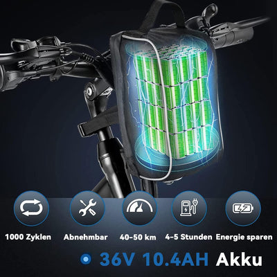 MYATU E-Bike 26 Zoll Elektrofahrrad faltbar E-Klapprad Pedelec mit 36V 10,4Ah Akku für eine Reichweite bis 60km, 250W Motor und Shimano 21-Gang E-Mountainbike, Schwarz