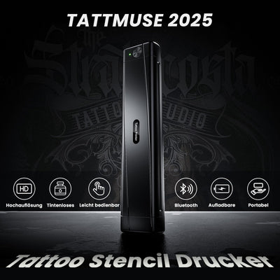 TATTMUSE Tattoo Drucker Bluetooth, Schablone Nadeldrucker mit 10 Stück Papier, Tattoo Transfer mit Smartphone PC, Stencil Drucker für Tattoo Künstler und Anfänger