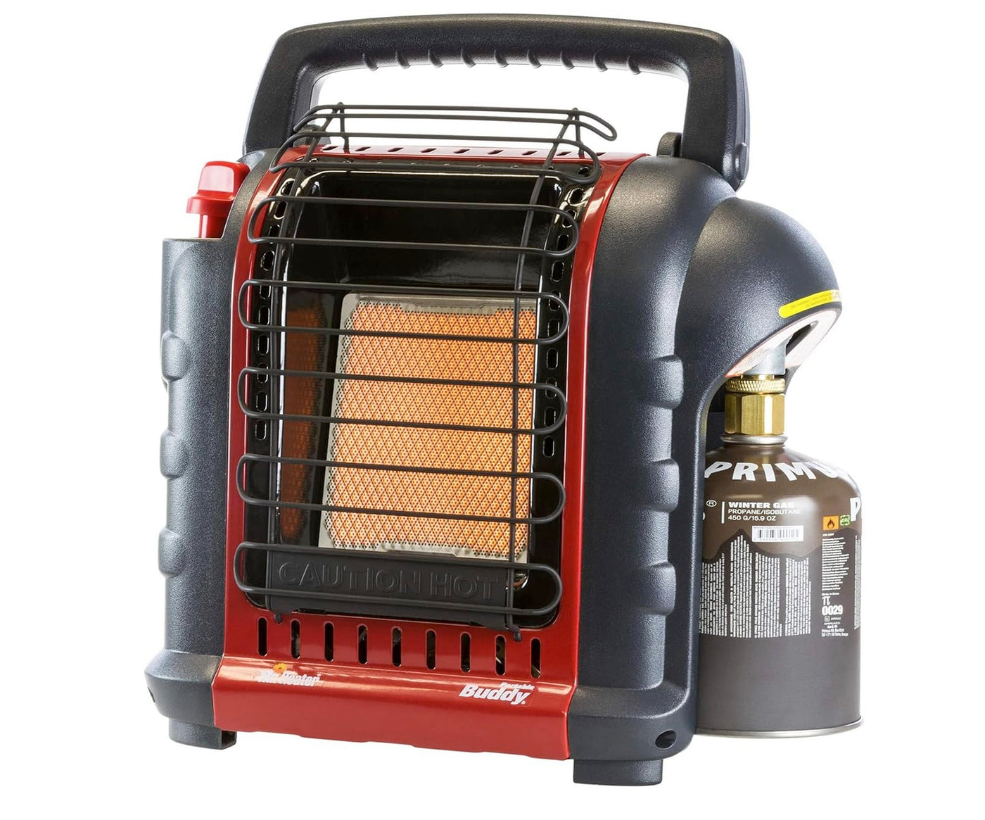 Mr Heater Tragbarer Gasheizer MH9BDF - Gasheizung mit Gasflasche - Gasheizstrahler - Räume bis zu 26M2 - Geeignet für Propan G31 und Butan/Propan G30+31 Patronen - Schwarz/Rot