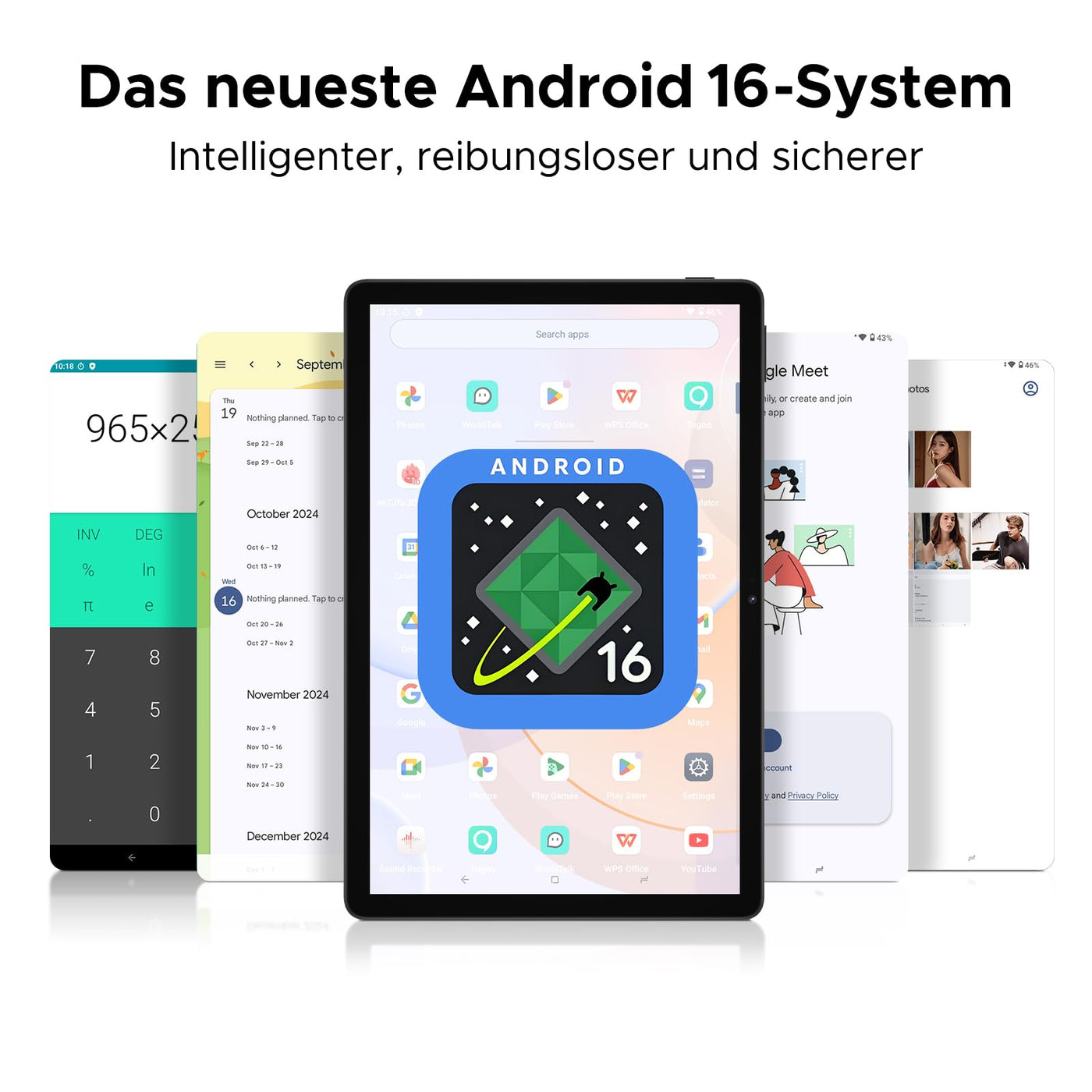 DOOGEE U11 Android 16 Tablet 11 Zoll Gemini AI 16GB RAM +128GB ROM (2TB TF) 8580mAh Gaming Tablet Unisoc T7200 Octa-Core 13MP+5MP Tablets PC 2.4G+5G WLAN GMS/ WidevineL1/ 3.5mm Audio/GPS/Face ID/OTG