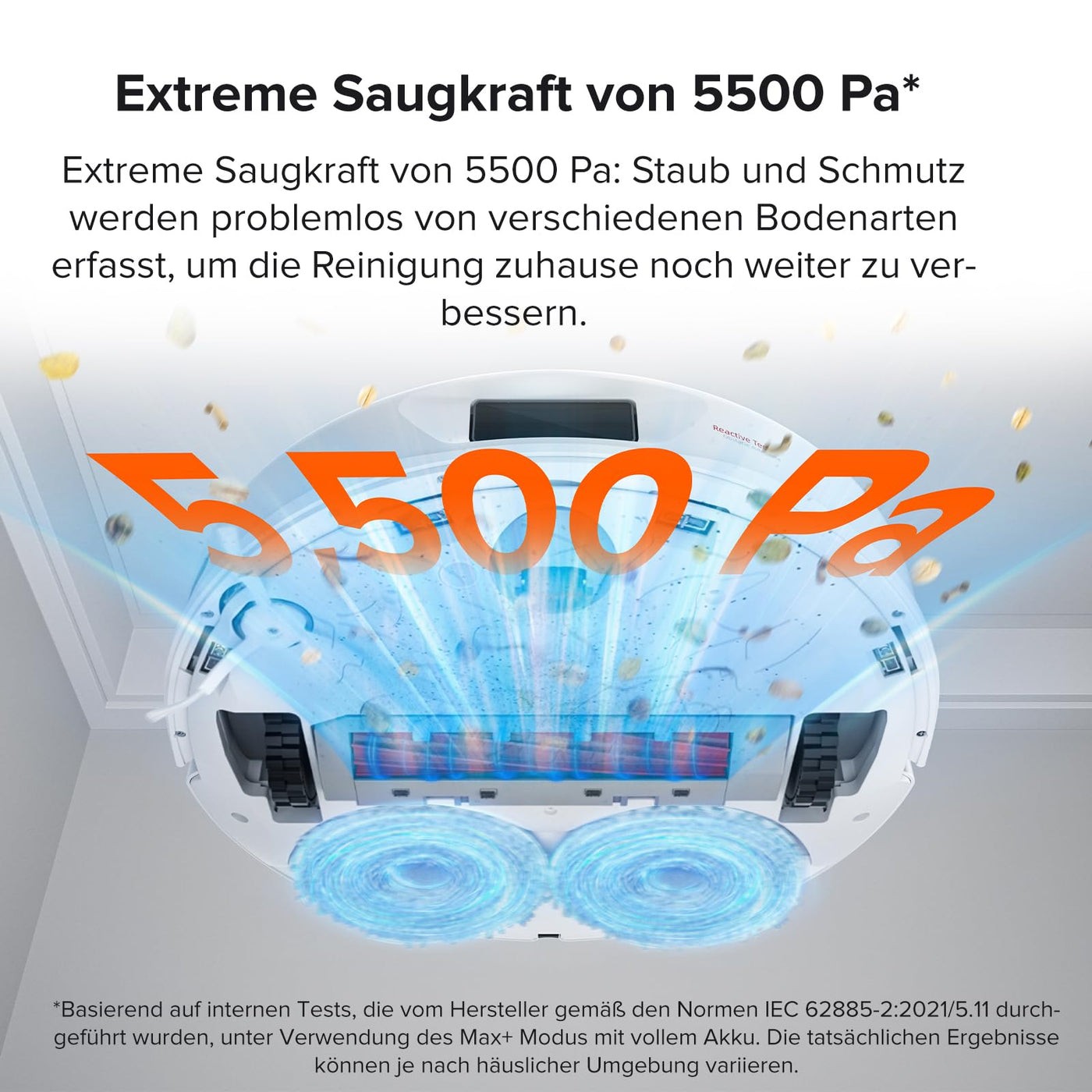 roborock Qrevo Saugroboter mit Wischfunktion, 5500Pa Saugkraft, 3D-Kartierung, Doppeldrehmopps Wischroboter-Weiß (Generalüberholt)