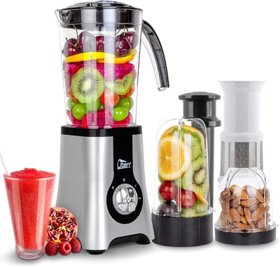 Uten Standmixer Mixer Smoothie Maker Multifunktion Standmixer Entsafte Fleisch Ice Crusher Elektrisch edelstahl Mixer mit Flasche Mixer Küche 5 in 1 (380W，22000U/Min)