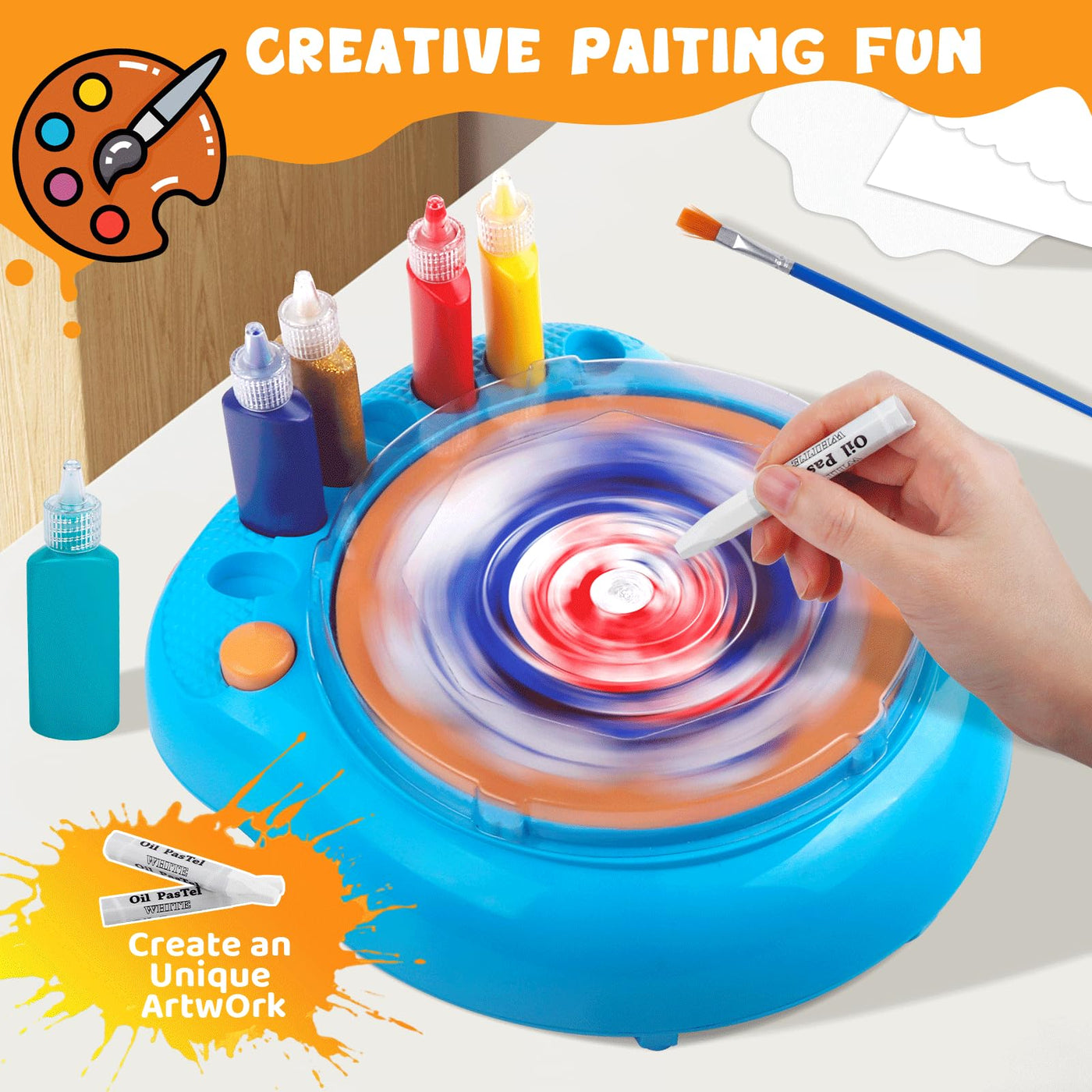 Paint Spin Art Machine Kit für Kinder, Kunst & Handwerk, Mal Spin Art Spielzeug-Kits für Jungen und Mädchen im Alter von 6, 7, 8 und 9 Jahren (Blau)