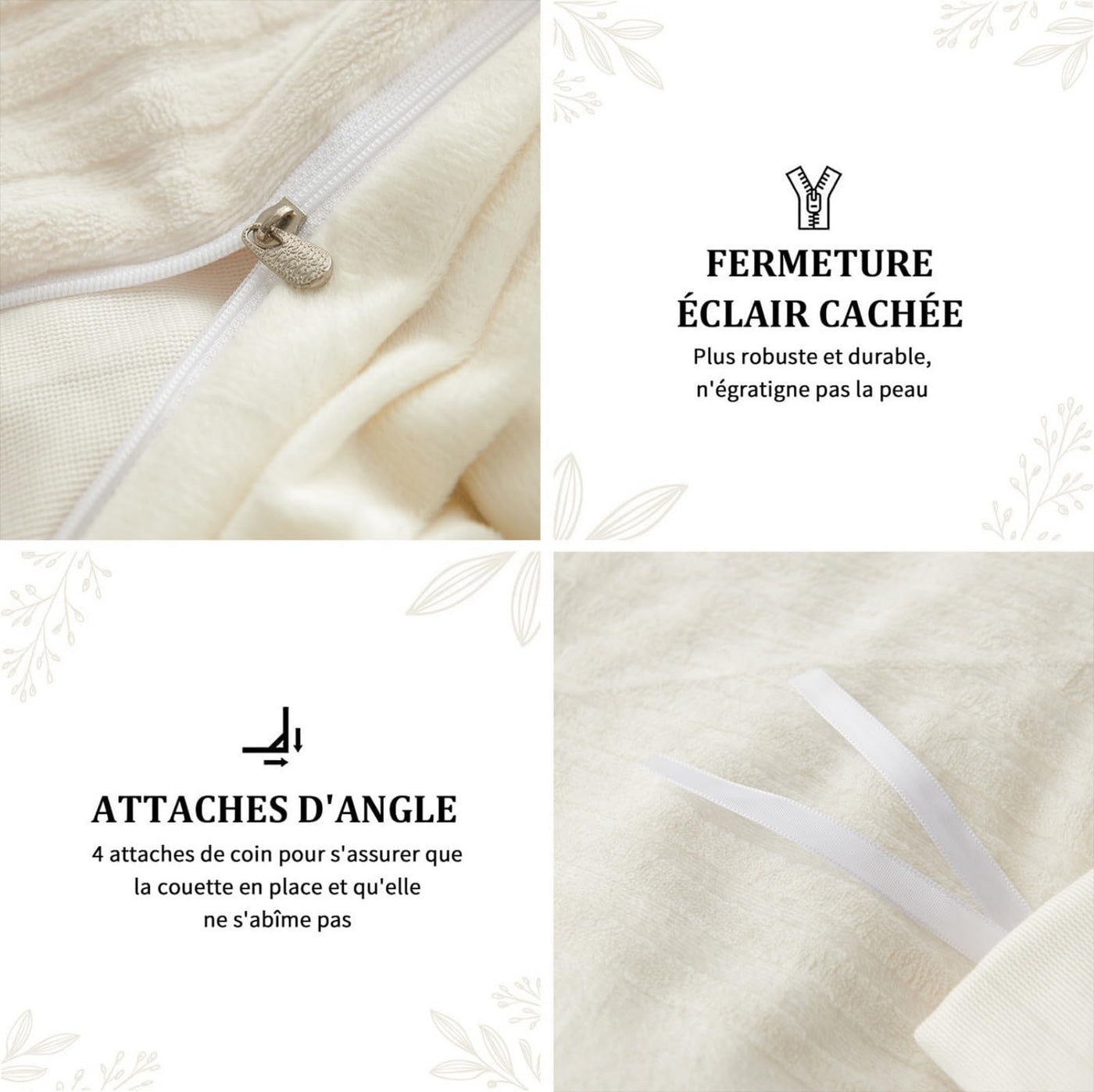 Tospass Plüsch Bettwäsche 220x240cm Beige Jacquard Flanell Samt Biber Bettbezug Warme Cashmere Touch Flauschig Deckenbezug Coral Fleece Winterbettwäsche mit Reißverschluss und 2 Kissenbezug 80x80cm