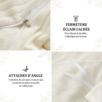 Tospass Plüsch Bettwäsche 220x240cm Beige Jacquard Flanell Samt Biber Bettbezug Warme Cashmere Touch Flauschig Deckenbezug Coral Fleece Winterbettwäsche mit Reißverschluss und 2 Kissenbezug 80x80cm