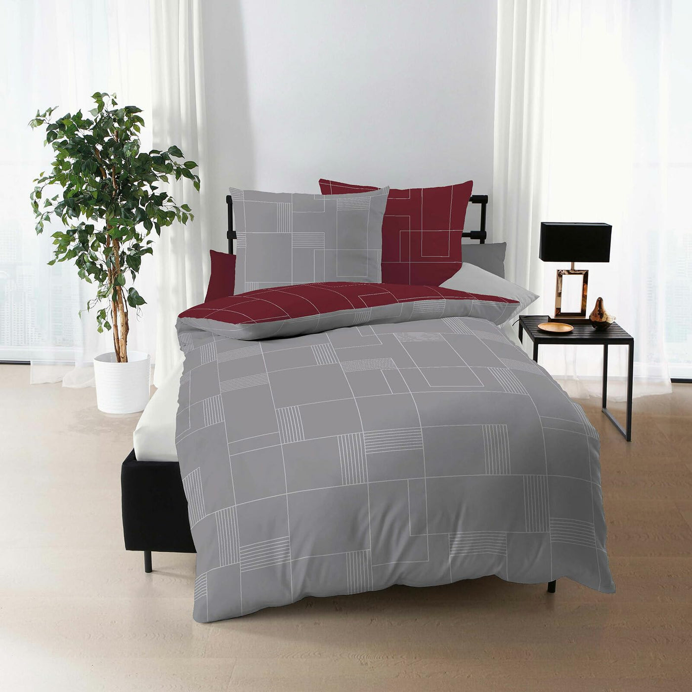 Traumschlaf Biber Bettwäsche Uptown smaragd, 1 Bettbezug 155 x 220 cm + 1 Kissenbezug 80 x 80 cm