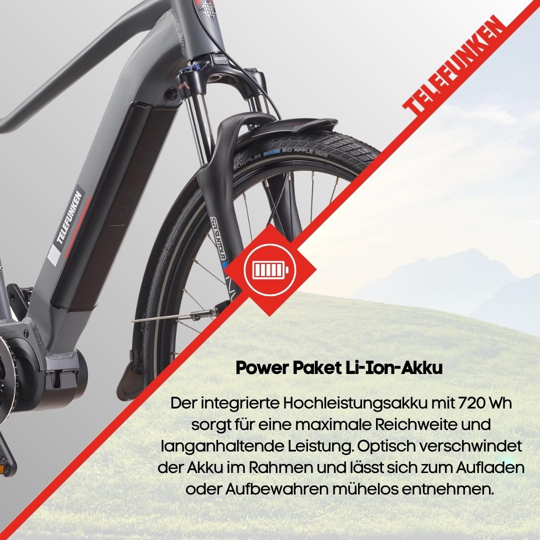 TELEFUNKEN E-Bike Herren 29 Zoll, Elektrofahrrad Mittelmotor, 10-Gang Kettenschaltung, Hydr. Scheibenbremsen - Pedelec SUV-Bike, SUV700