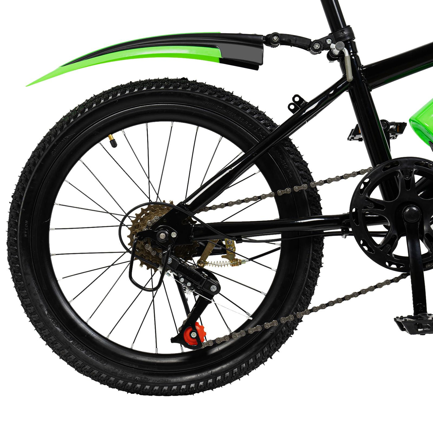 20 Inch Mountainbike Kinderfahrrad Hochpräzises Schwungrad Fahrrad Doppelbremssystem Tragfähigkeit 85kg Jugendfahrrad mit Wasserbecher-Halter, Premium Mountainbike für Outdoor-Radfahren (Grün)