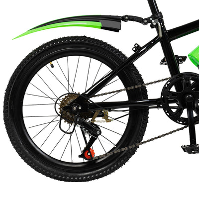 20 Inch Mountainbike Kinderfahrrad Hochpräzises Schwungrad Fahrrad Doppelbremssystem Tragfähigkeit 85kg Jugendfahrrad mit Wasserbecher-Halter, Premium Mountainbike für Outdoor-Radfahren (Grün)