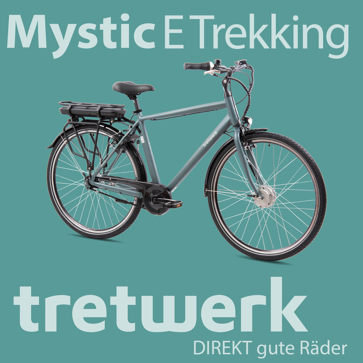 TRETWERK - 28 Zoll E-Bike Herren Pedelec - Mystic grau - E-Citybike Herrenfahrrad mit 7 Gang Shimano Nexus Nabenschaltung - Elektrofahrrad mit Frontmotor 250W, 36V