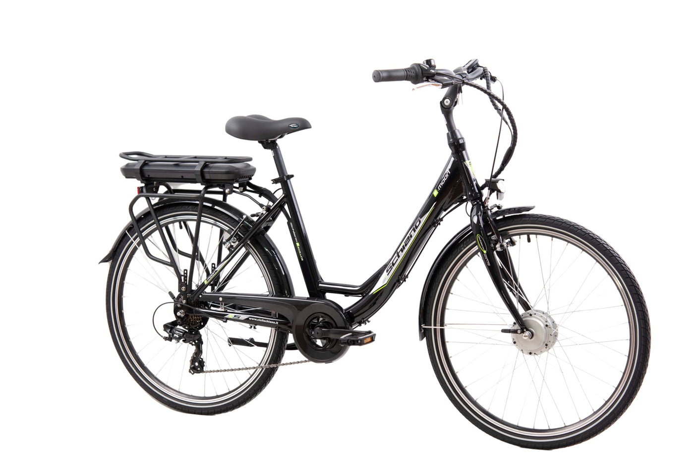 F.lli Schiano E-Moon, E Bike für die Stadt 26 Zoll, 36V 13Ah Abnehmbarer Akku, Motor 250W 40Nm, City Ebike für Herren/Damen, Schwarz