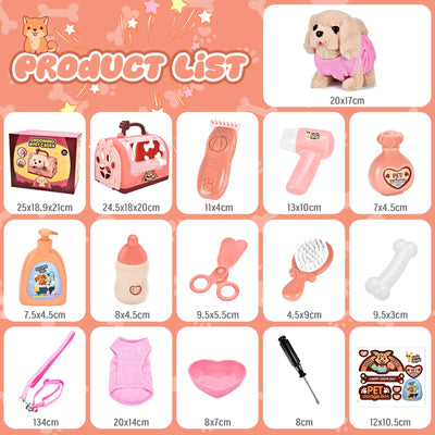 Herefun Hund Spielzeug Kinder, Elektrisch Plüsch Hund, Interaktives der läuft bellt Schwanzwedelt, Haustier Hundespielzeug Elektrisches, Kuscheltier mit Leine Hundekäfig Geschenk Mädchen ab 3 Jahren