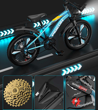 Cityfahrrad Mountainbike Kinderfahrrad 24 22 Zoll Stoßdämpfer Mit Gepäckträger und Frontlicht Geeignet für Jugendliche und Kinder C,24 inches