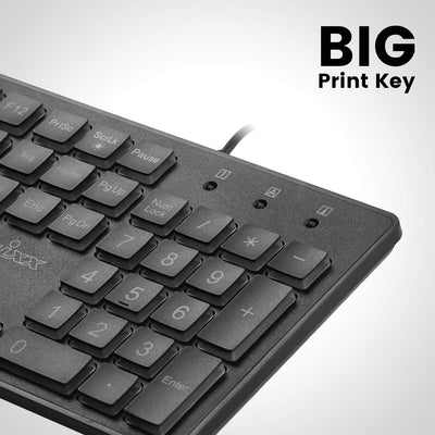 Perixx PERIBOARD-317 USB-Tastatur mit kabelgebunden, beleuchtet, Big Print Letter mit weiß beleuchteter LED, US-Layout, Schwarz