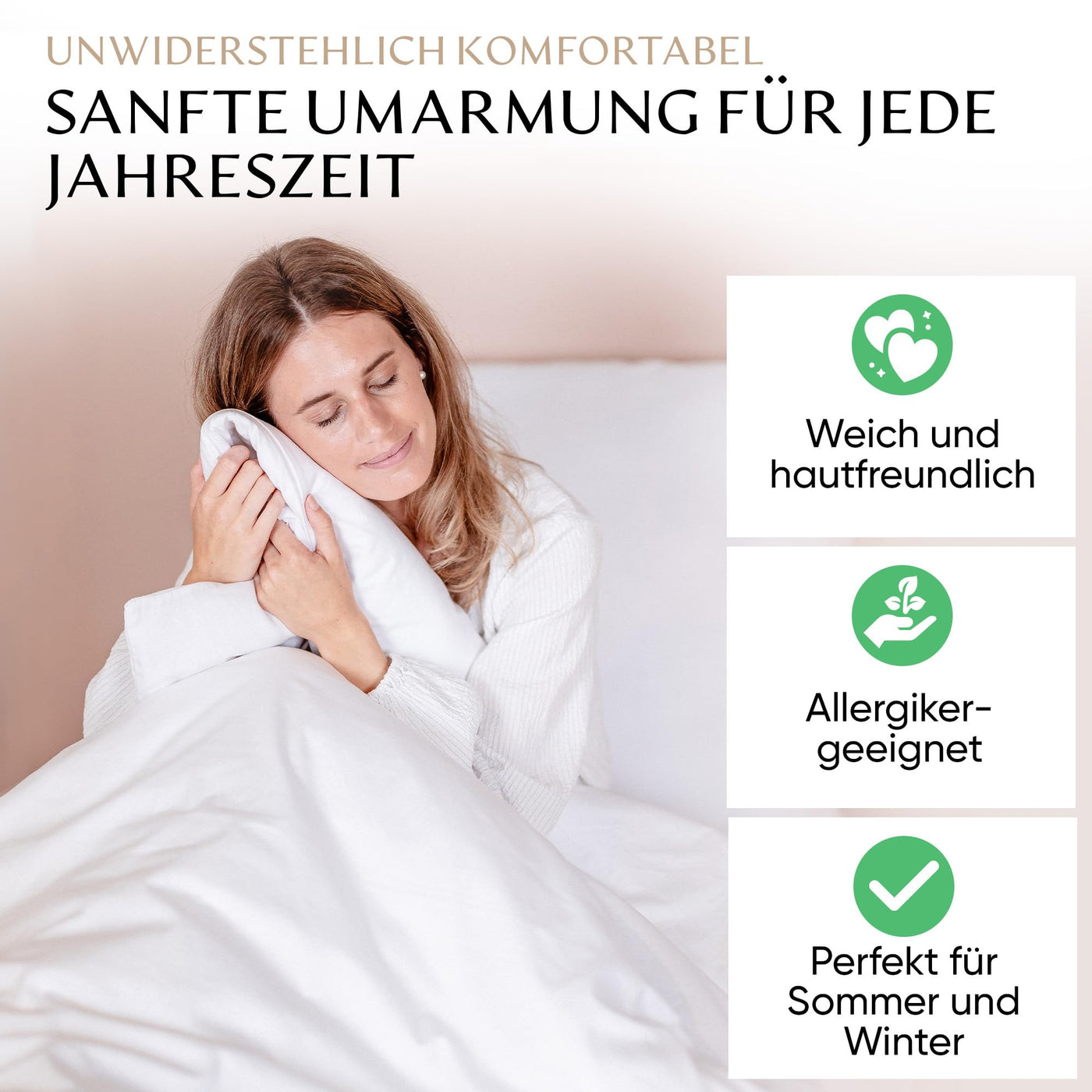 Rosentahl Baumwoll-Bettwäsche-Set atmungsaktiv Deckenbezug & Kissenbezug - Allergikerfreundlich, sorgt für erholsamen Schlaf ohne Hautirritationen - Bettbezug, Bettdeckenbezug,(Weiß, 200x220cm) 3tlg