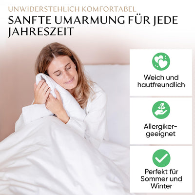 Rosentahl Baumwoll-Bettwäsche-Set atmungsaktiv Deckenbezug & Kissenbezug - Allergikerfreundlich, sorgt für erholsamen Schlaf ohne Hautirritationen - Bettbezug, Bettdeckenbezug,(Weiß, 200x220cm) 3tlg