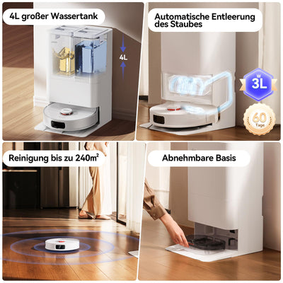 JONR P20 Pro Saugroboter mit Wischfunktion und Hubmop, 8000Pa All-in-One Reinigungsstation, Hindernisvermeidung, Adaptive Kantenreinigung, Heißlufttrocknung