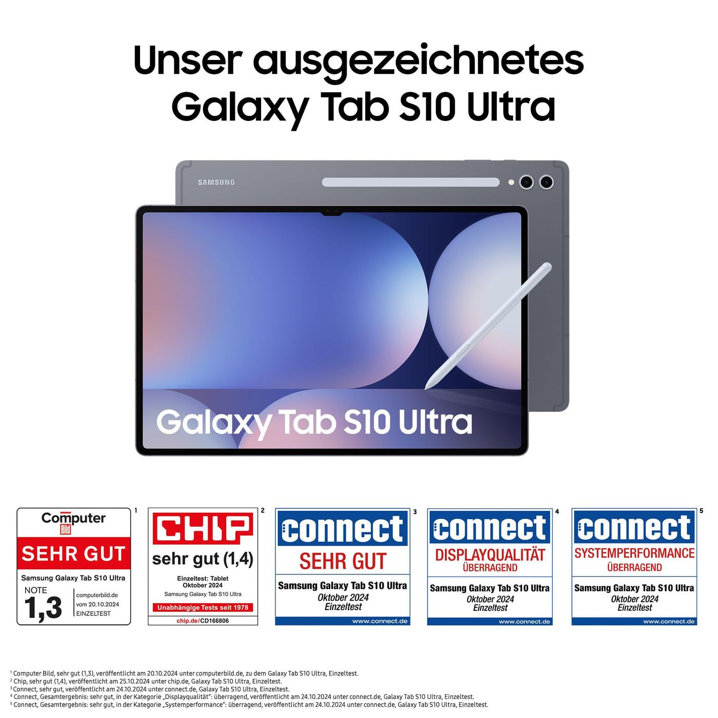 Samsung Galaxy Tab S10 Ultra AI Tablet, Android Tablet, 12 GB RAM, 256 GB Speicher, AMOLED-Display, Antireflexionsbeschichtung, Inkl. S Pen, WiFi, Moonstone Gray, 36 Monate Herstellergarantie