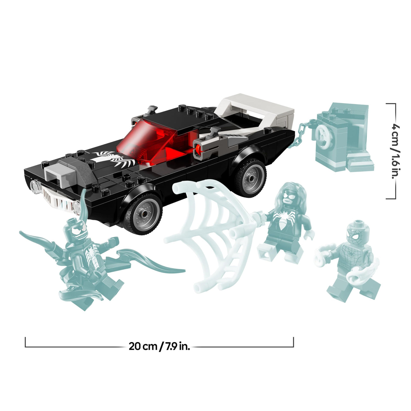 LEGO Marvel Spider-Man Mech vs. Venom Muscle Car - Auto Spielzeug mit 3 Superhelden Minifiguren - Modellauto mit Shootern - Geschenk für Jungen und Mädchen ab 7 Jahren 76309