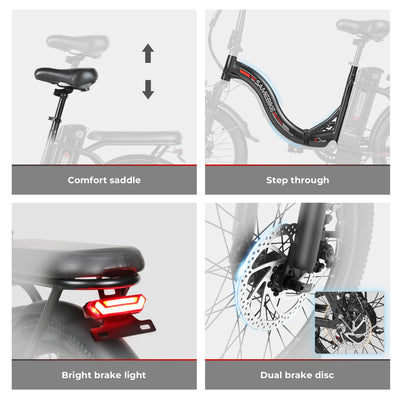 SAMEBIKE Klapprad E-Bike, 20 Zoll Elektrofahrrad with 36V/12Ah Abnehmbarem Akku Hydraulische Bremse, für Erwachsene, Herren Damen