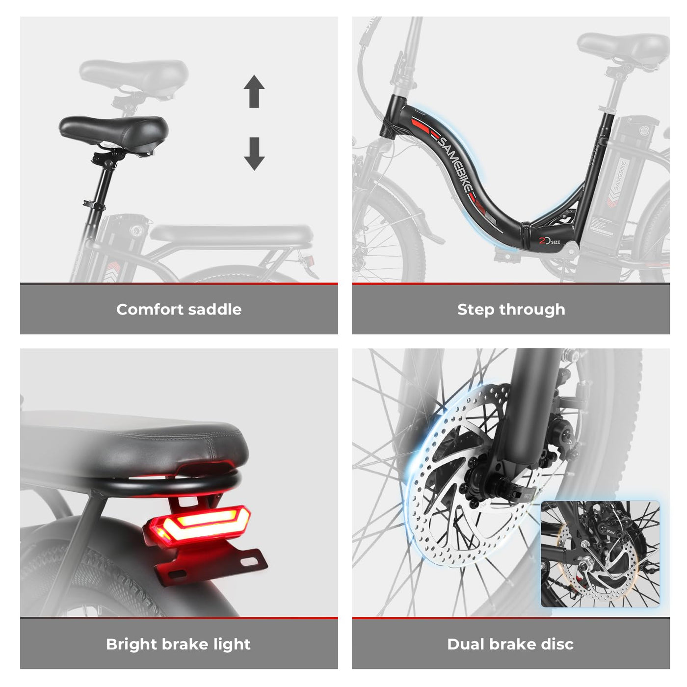 SAMEBIKE Klapprad E-Bike, 20 Zoll Elektrofahrrad with 36V/12Ah Abnehmbarem Akku Hydraulische Bremse, für Erwachsene, Herren Damen