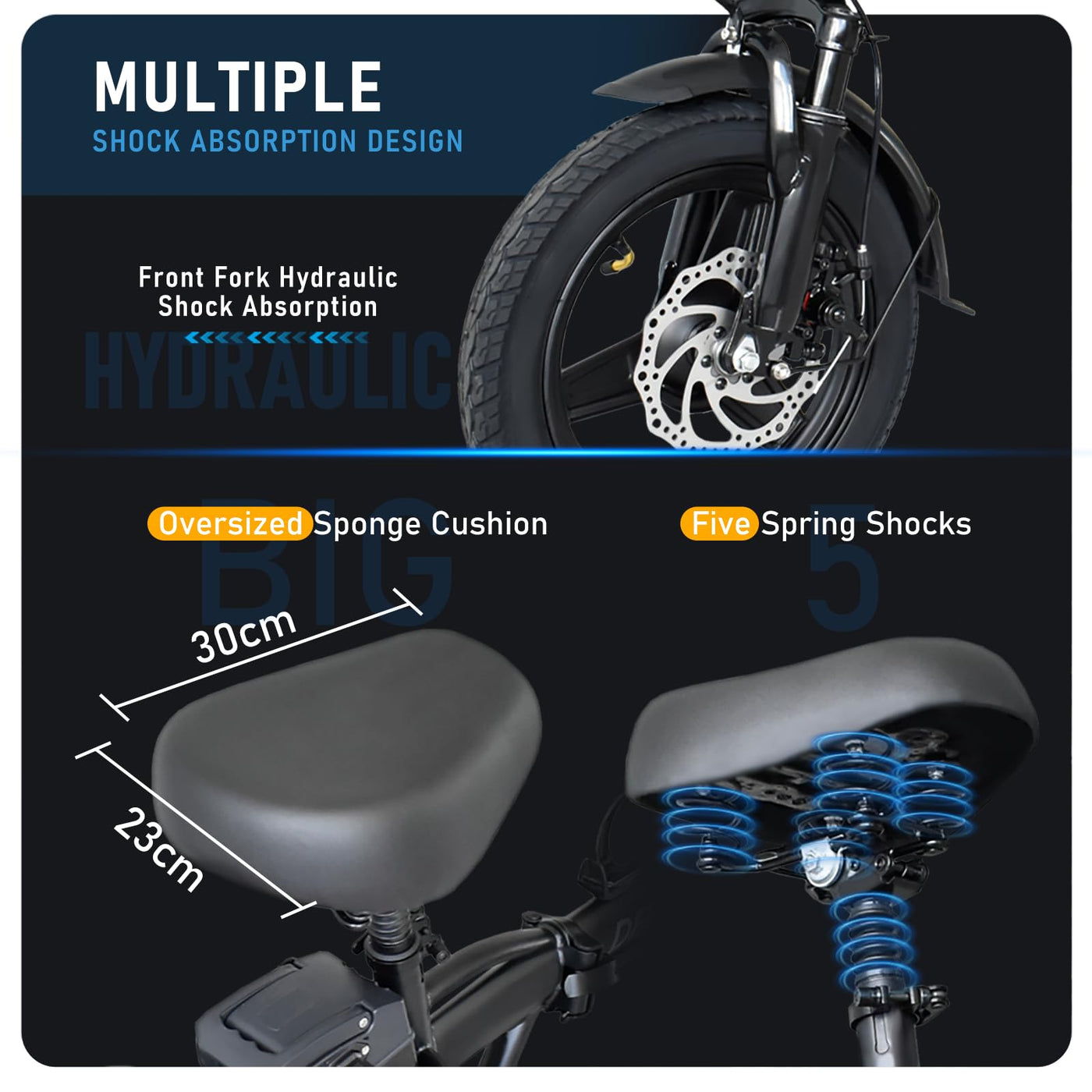 DEEPOWER Klappbares Elektrofahrrad, Elektrofahrrad, 48V 10Ah herausnehmbarer Akku, 250W Motor, Doppelscheibenbremsen, Citybike für Erwachsene (10Ah)