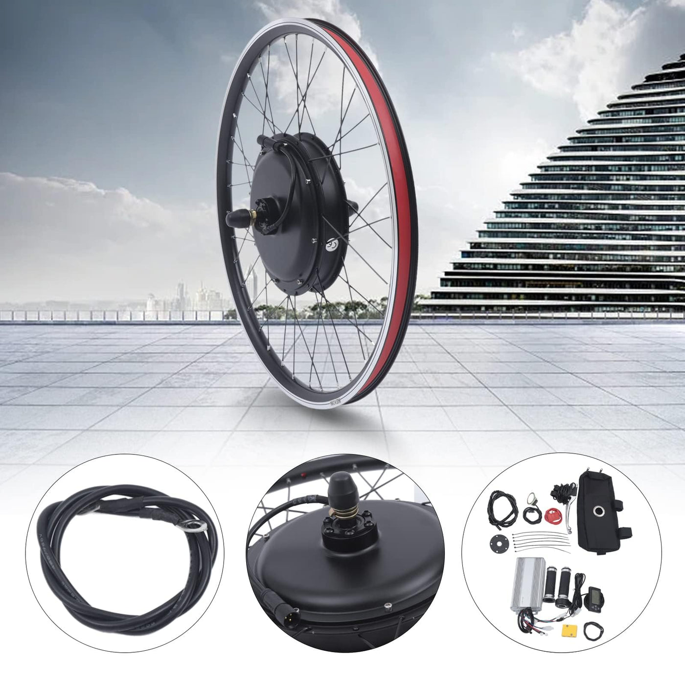 HINOPY 26 Zoll Ebike Umbausatz Kit, 48V 1500W Ebike Umbausatz E-Bike Elektrofahrrad Umbausatz Kit Conversion Motor Kit für Hinterrad