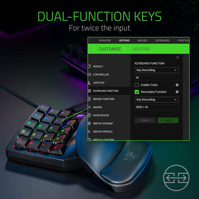 Razer Tartarus Pro - Gaming Keypad (Gamepad mit analog-optischen Tasten, 32 programmierbare Tasten, anpassbarer Auslösepunkt, Profile, Handballenauflage, Rapid Trigger) Schwarz