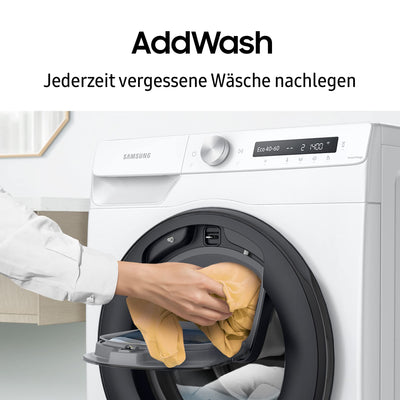 Samsung WW80T554ATW/S2 Waschmaschine, 8 kg, 1400 U/min, Ecobubble, AddWash, WiFi-SmartControl, Hygiene-Dampfprogramm, Weiß