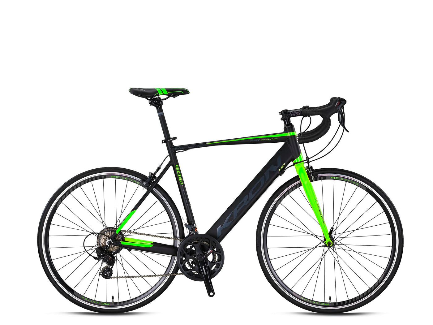 LUCHS Rennrad KRON 28" Zoll 56cm Rahmenhöhe RC1000 Rennrad Alu Rahmen Fahrrad 14 Gang, Kettenschaltung, ALU Rahmen 14-Gang Körpergröße 175-185cm 56cm Rahmen (Grün)