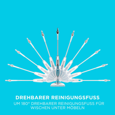 BLACK+DECKER 1600W Dampfreiniger Steam Mop Deluxe (selbststehender Dampf Mop für versiegelte Hartböden, Bodenreinigung mit waschbarem Microfaser-Pad, 180° drehbarer, herausnehmbarer Fuß) FSM1630-QS