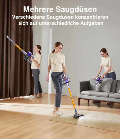 Akku Staubsauger, 40000Pa/450W Staubsauger Kabellos mit Smart Display Bis zu 50 Minuten Laufzeit Cordless Vacuum Cleaner mit Automatikmodus&Anti-Verhedderung-Bürste für Teppich Hartboden und Tierhaare