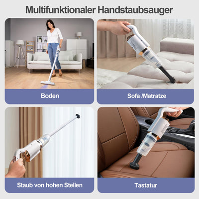 Stimmungs Akku-Staubsauger Kabellos,Akku Handstaubsauger 3 in 1 Multifunktionaler Staubsauger Kabellos 7500Pa Autostaubsauger für Hartböden Tierhaare Auto