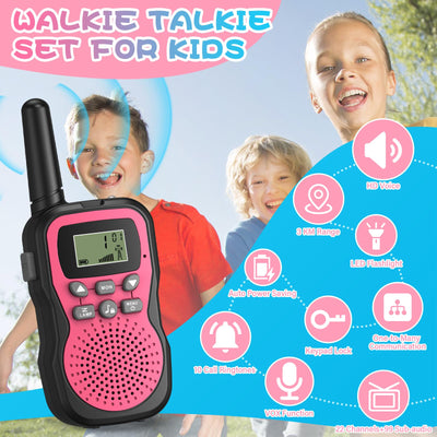 Walkie Talkie Kinder 3er Set, Apkezel Walky Talky mit 1000mAh Aufladbar Akku, Große Reichweite 3km Walki Talki Funkgeräte Set mit VOX Taschenlampe für Freien, Camping, Wandern