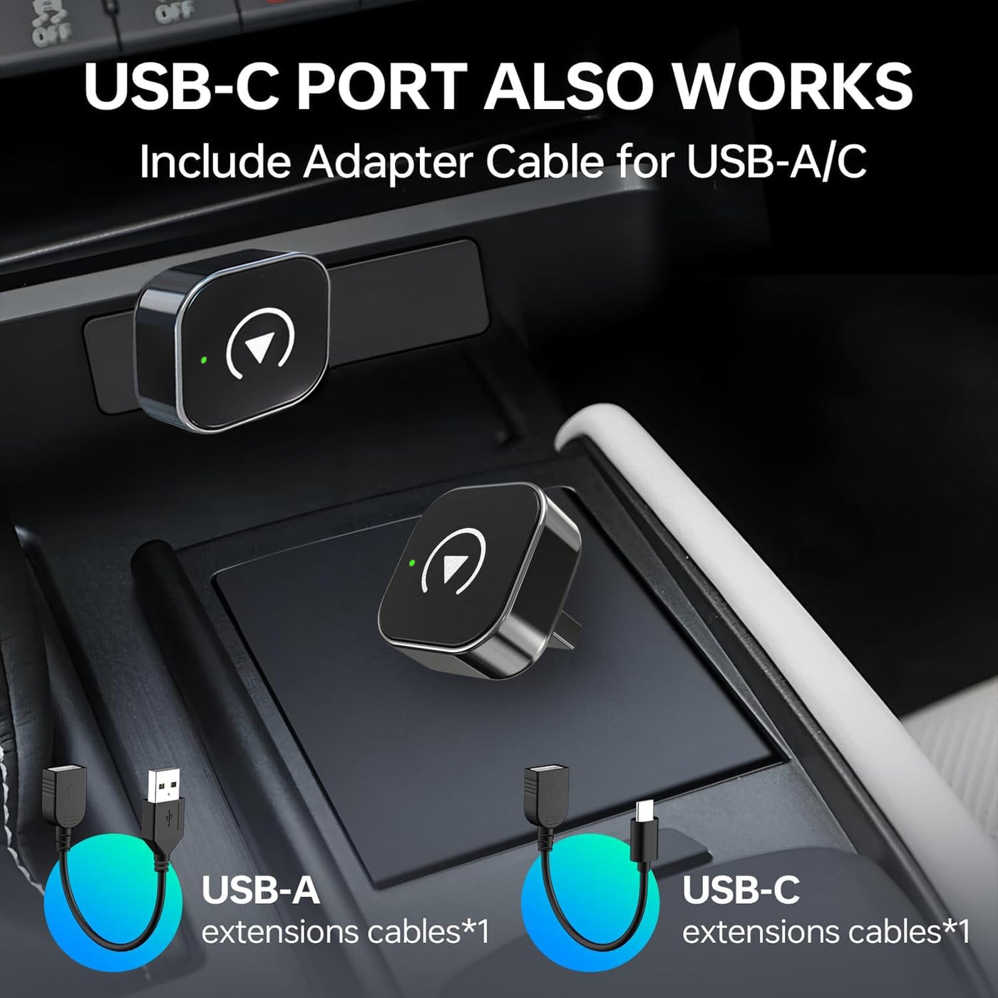 2025 Upgraded 2-in-1 Wireless CarPlay Adapter: unterstützt CarPlay+Android Auto, Bluetooth 5.0 drahtlose Verbindung, Plug &Play,kompatibel mit iOS 12+/Android11+ & Autos ab 2016 (Schwarz)