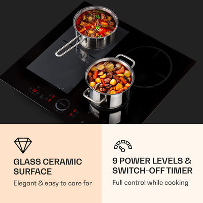 Klarstein Induktionskochfeld, Glaskeramik Kochfeld, mit 4 Platten, Einbau- mit Touch-Display, Digitalanzeige und Timer-Funktion, Schnelles Aufheizen, 7000 Watt