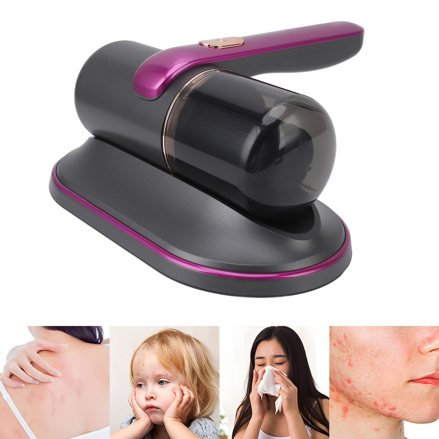 Staubsauger, Matratzen-Staubsauger, Ultraschall-UV-Bett- und Klopfstaubsauger mit 10 KPa Starker Saugkraft, Ergonomisches Design, 185 Ml Staubbecher, Geeignet für Tiefenreinigung