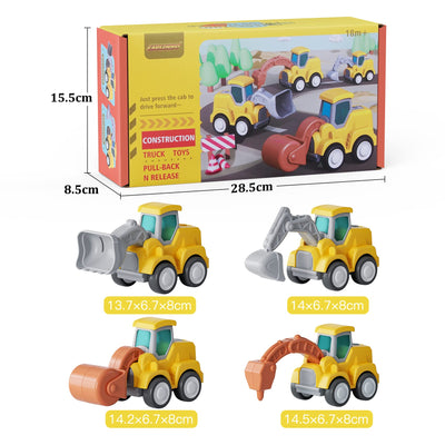 CARLORBO Auto Spielzeug Traktor Bagger Kinder 2 Jahre - Baufahrzeuge kinderspielzeug ab 18 Monate 3 Jahre Drücken und Losfahren Sandspielzeug Geschenk für Junge Mädchen (4 pcs)