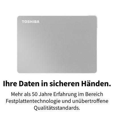 Toshiba 2TB Canvio Flex Portable External Hard Drive for Mac, Windows PC and Tablet use, compatible with most USB-C and USB-A devices, Silver (HDTX120ESCAA)