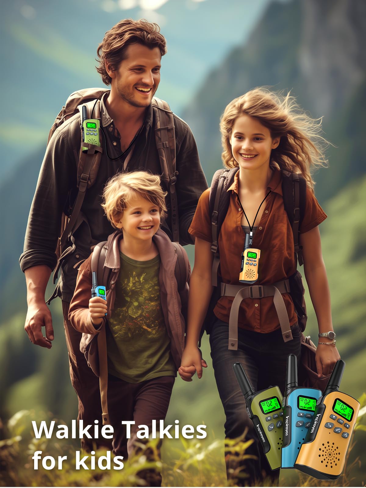 Inspireyes Walkie Talkie Kinder Aufladbar, 48 Stunden Arbeitszeit, 8 Kanäle 2-Wege-Radio, Geschenke für Jungen Mädchen, Outdoor Wandern Camping, 3-12 Jahre altes Spielzeug