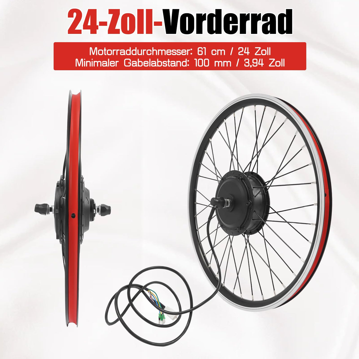 JINPRDAMZ 24 Zoll 500W 36V Ebike Umbausatz mit LCD Display, Frontmotor Fahrrad E-Bike Hub Umbausatz, E-Bike Vorderrad Umbausatz Kit Elektrofahrrad Umbausatz