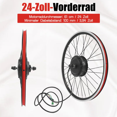 JINPRDAMZ 24 Zoll 500W 36V Ebike Umbausatz mit LCD Display, Frontmotor Fahrrad E-Bike Hub Umbausatz, E-Bike Vorderrad Umbausatz Kit Elektrofahrrad Umbausatz