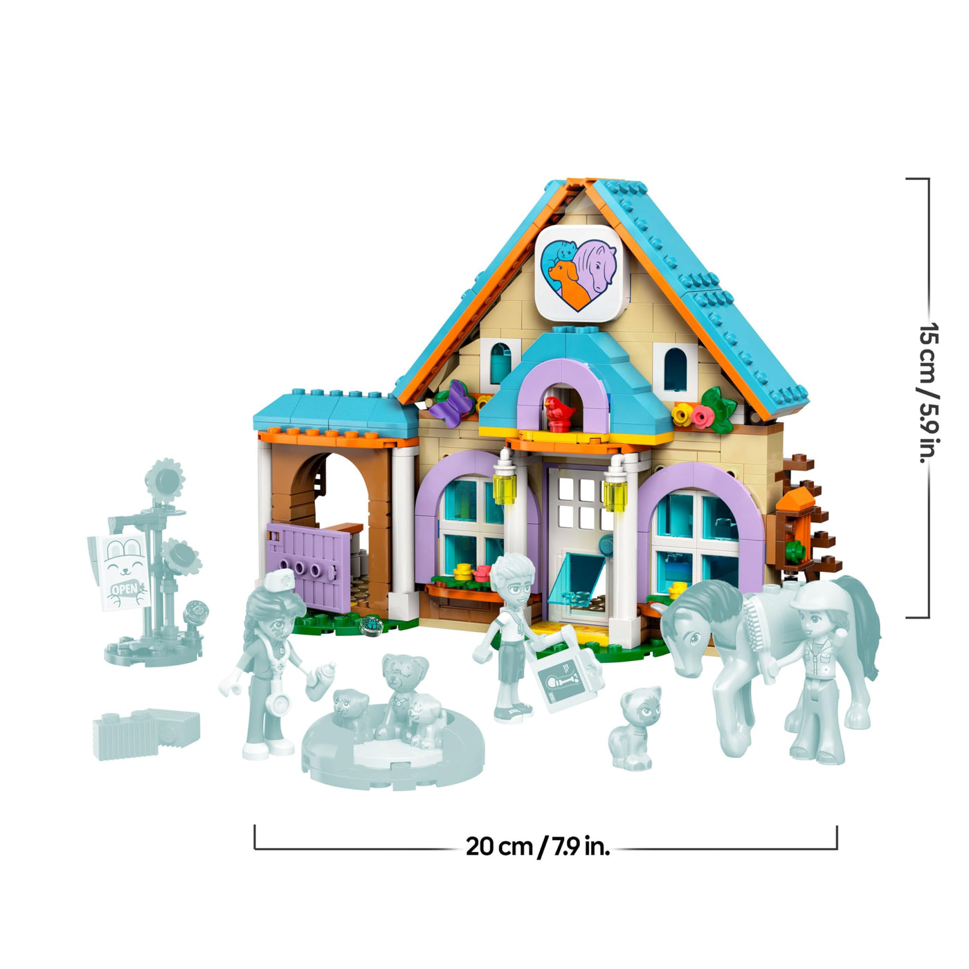 LEGO Friends Tierarztpraxis für Pferde und Haustiere - Pferdespielzeug für Mädchen und Jungen mit 3 Figuren und 5 Tierfiguren - Kreatives Spielset - Geschenk für Kinder ab 7 Jahren 42651