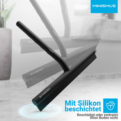 MINISMUS Fensterabzieher mit Aufhänger – Profi Abzieher Dusche - Duschabzieher – Schlierenfrei – Hochwertiger Silikon - Antirutsch (Schwarz)
