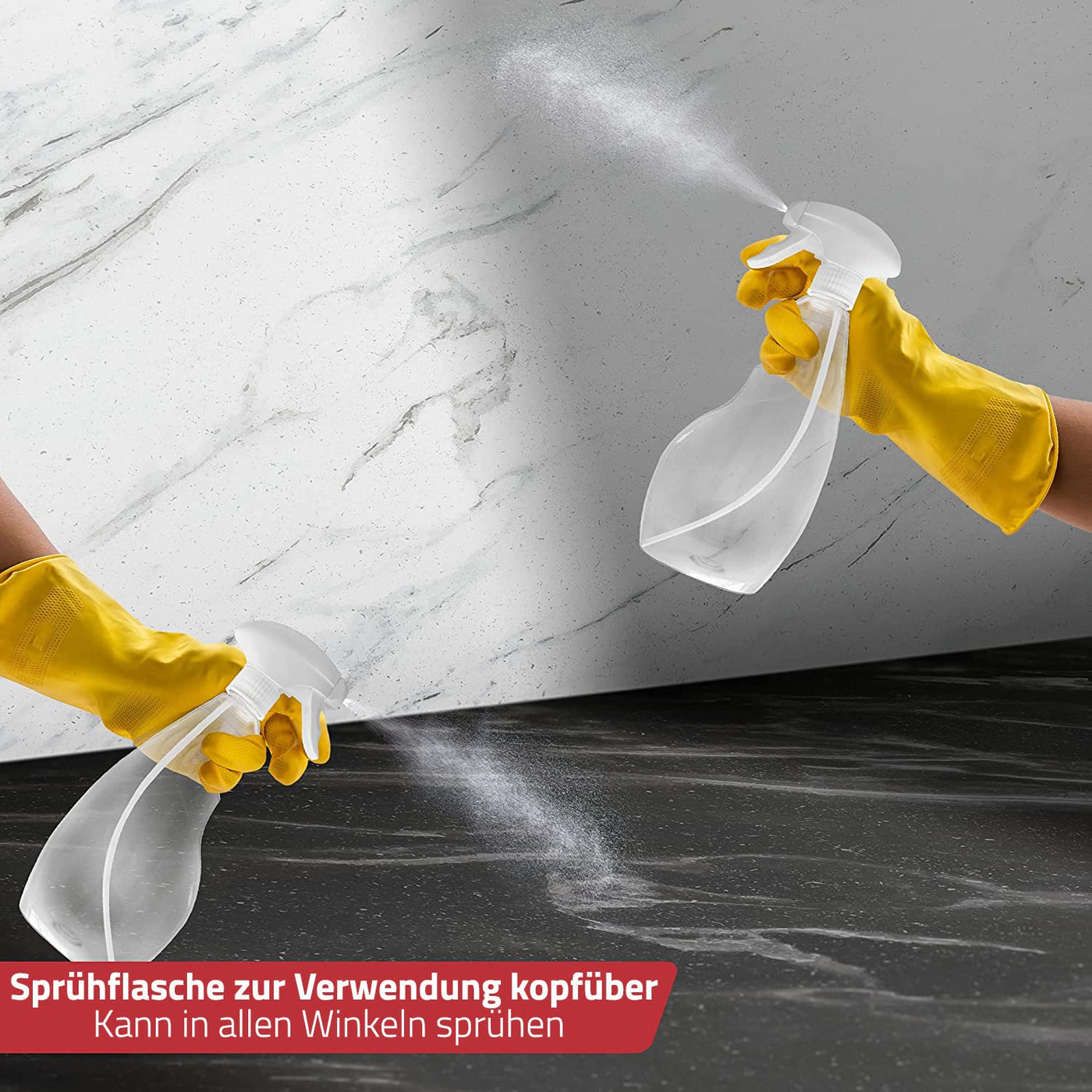 SPRAYZ Sprühflasche - Leere Sprühflaschen zum Befüllen mit Wasser, Ideale Friseursprühflaschen mit feiner Düse und transparentem Design, zum Bügeln, Reinigen und für Pflanzen (2-Pack)