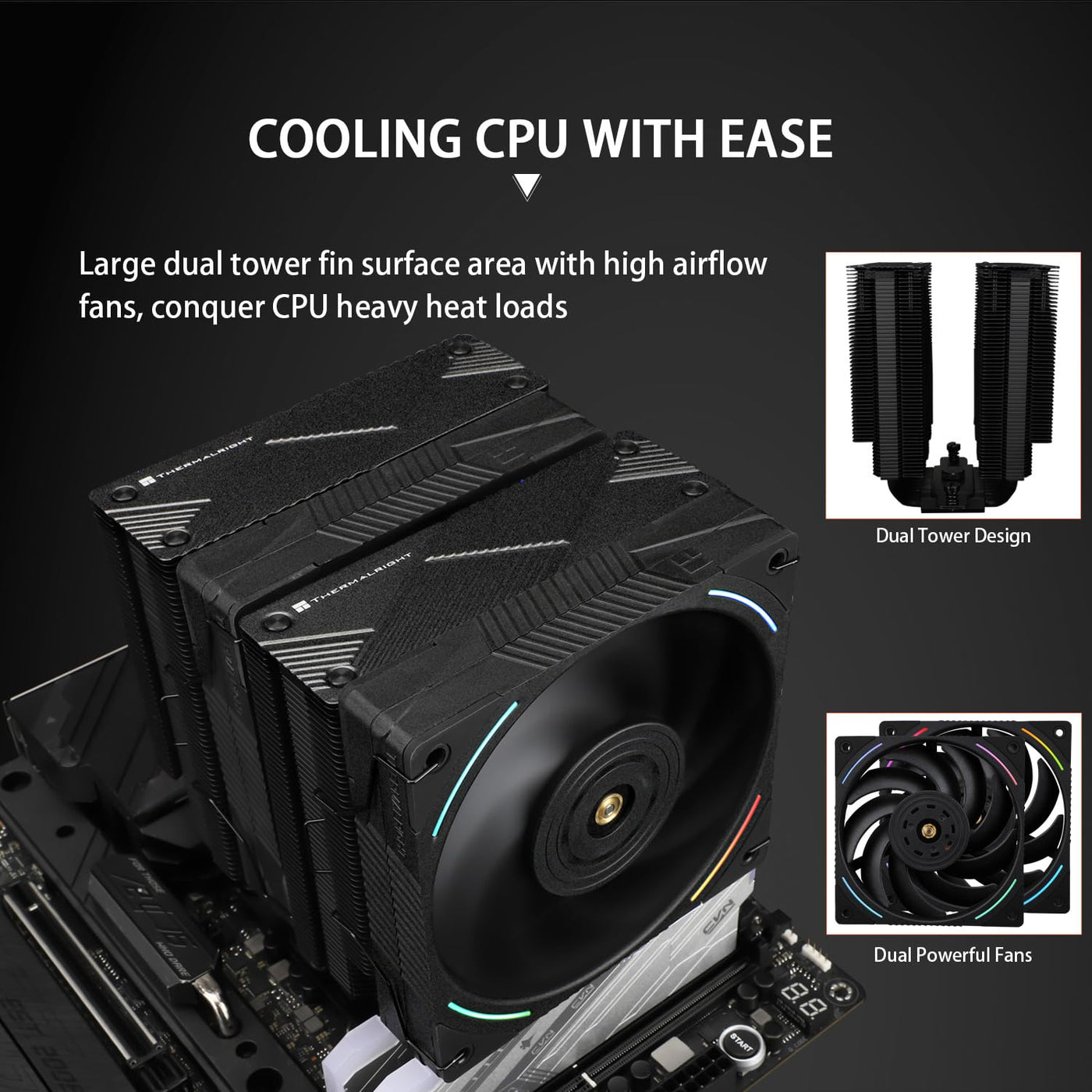 Thermalright Phantom Spirit 120 EVO CPU-Kühler, 7×6mm Heatpipes CPU-Luftkühler, Dual-PWM-Lüfter-Computerkühlung, 2150RPM Geschwindigkeit, für AMD AM4 AM5 / Intel 1700/1150/1151/1200/17XX/2011